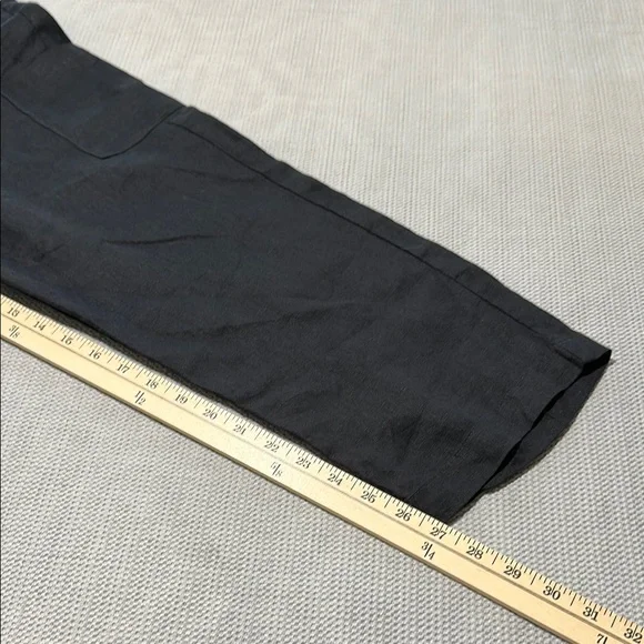 Nicole Miller 100% Linen Black Ankle Cropped Pants Casual Women’s Size Large - Picture 5 of 6